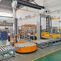 Calculation of on-line pallet wrapping machine efficiency