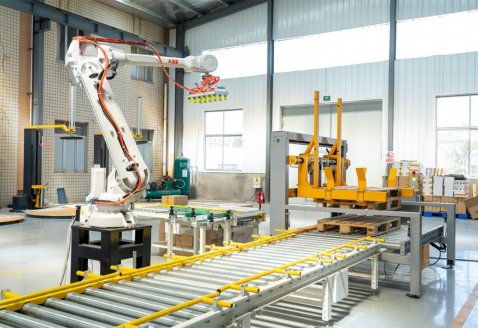 Robot palletizing line for daily chemical product