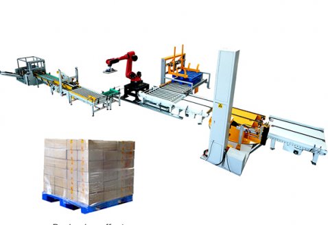 Automatic End of line Palletizing wrapping packing solutions for case and pallet 