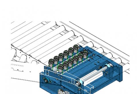 Carton pneumatic lift wheel diverter