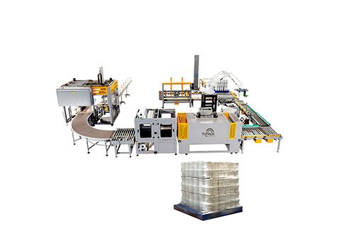 Barrel packing, shrinking, palletizing, winding packaging line