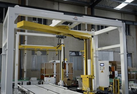 Pass-Through Top Film Covering and Wrapping Packaging Line